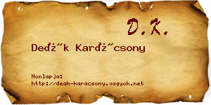 Deák Karácsony névjegykártya